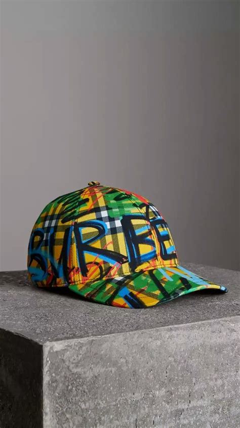 burberry graffiti scribble check baseball cap